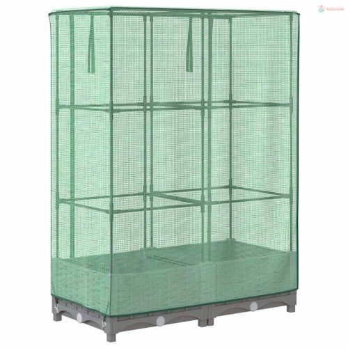 Rattan megjelenésű magaságyás melegháztakaróval 80x40x123 cm