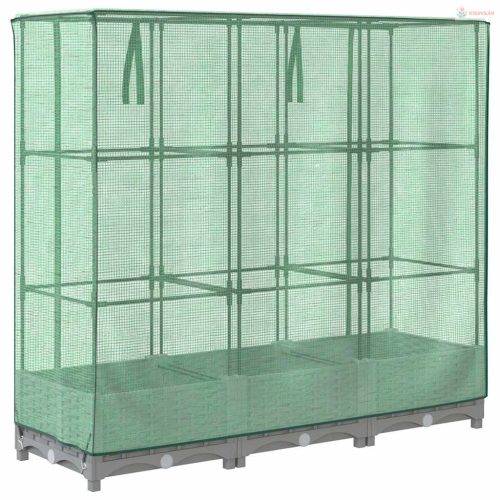 Rattan megjelenésű magaságyás melegháztakaróval 120x40x123 cm