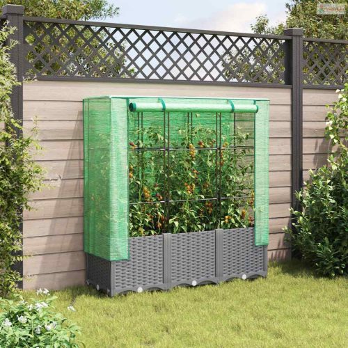 Rattan megjelenésű magaságyás melegháztakaróval 120x40x138 cm