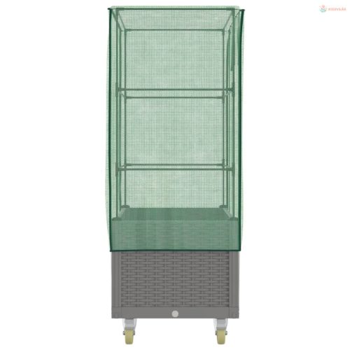 Rattan megjelenésű magaságyás borítással/kerékkel 80x50x182 cm