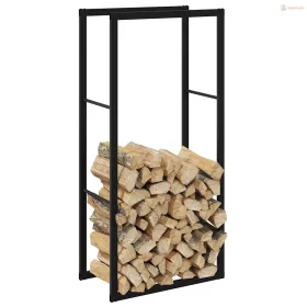 Tűzifa állvány Fekete 55x30x116 cm Acél