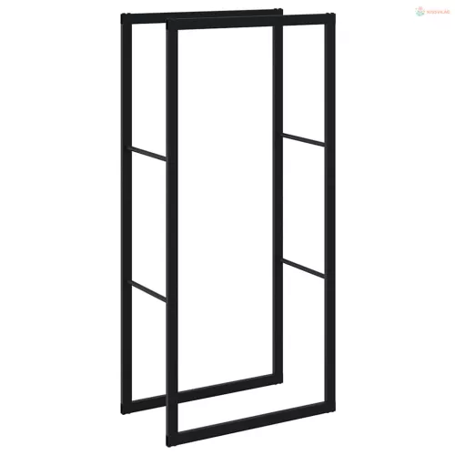 Tűzifa állvány Fekete 55x30x116 cm Acél