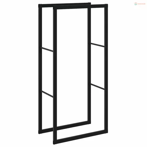 Tűzifa állvány Fekete 55x30x116 cm Acél