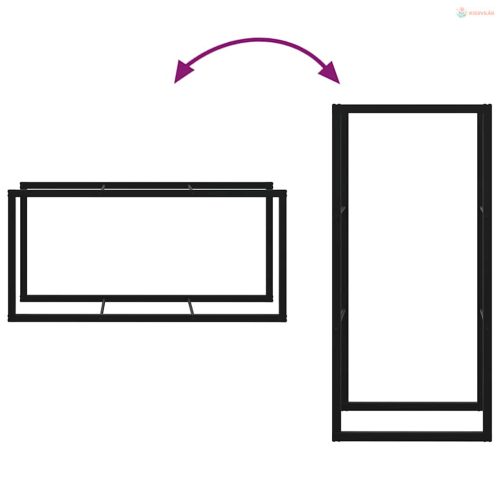 Tűzifa állvány Fekete 55x30x116 cm Acél