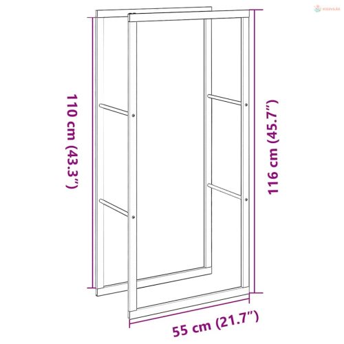 Tűzifa állvány Fekete 55x30x116 cm Acél