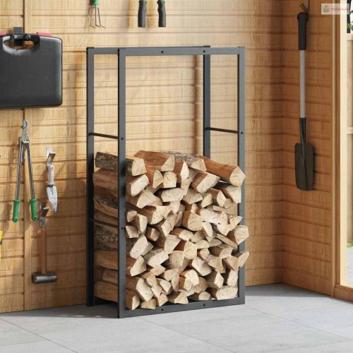 Tűzifa állvány Fekete 110x30x61 cm Acél