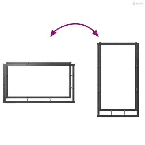 Tűzifa állvány Fekete 110x30x61 cm Acél