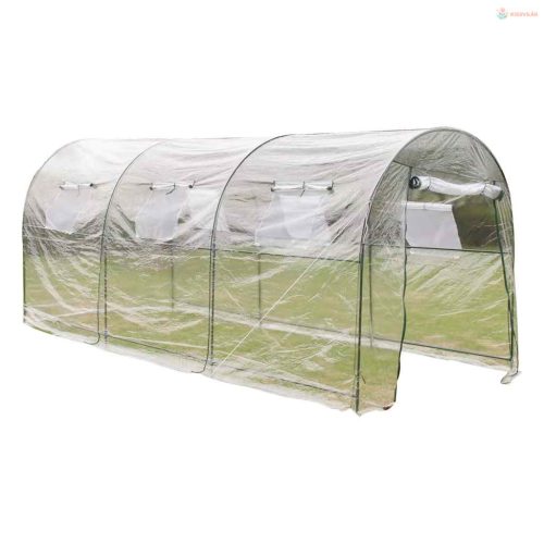 Nagyméretű hordozható kültéri melegház bejárattal