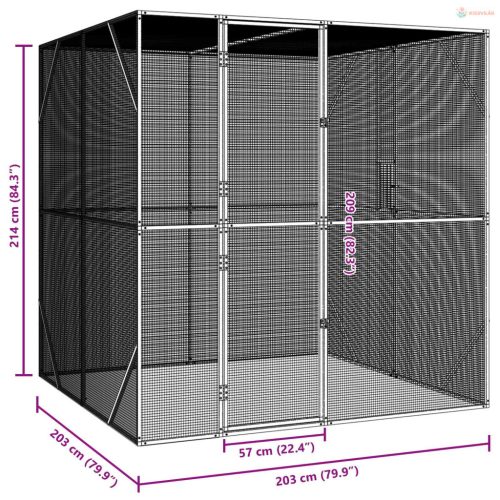 Madár kalitka Antracit 209 x 202 x 214 cm Horganyzott acél