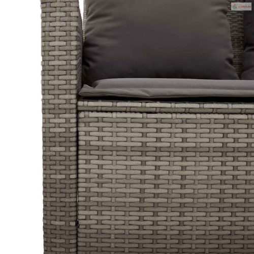 2 személyes szürke polyrattan kerti kanapé asztallal&párnával