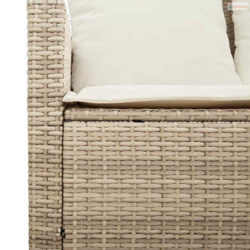 2 személyes bézs polyrattan kerti kanapé asztallal&párnával