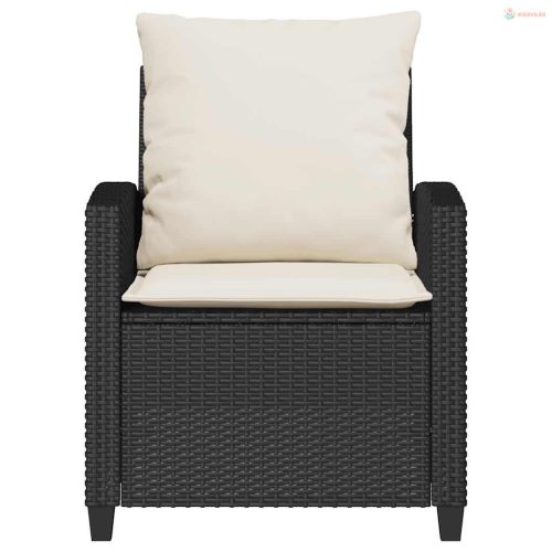 4 részes fekete polyrattan kerti ülőgarnitúra párnákkal
