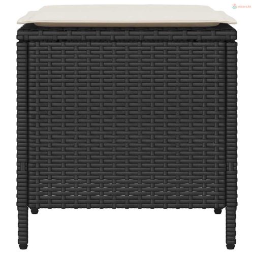 4 részes fekete polyrattan kerti ülőgarnitúra párnákkal