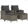 4 részes szürke polyrattan kerti ülőgarnitúra párnákkal