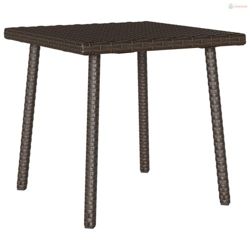 Téglalap barna polyrattan kerti dohányzóasztal 40x40x37cm