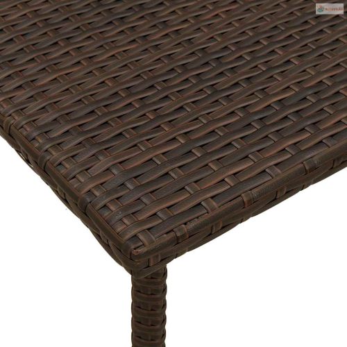 Téglalap barna polyrattan kerti dohányzóasztal 40x40x37cm