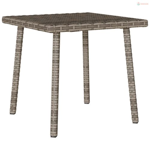 Téglalap szürke polyrattan kerti dohányzóasztal 40x40x37cm