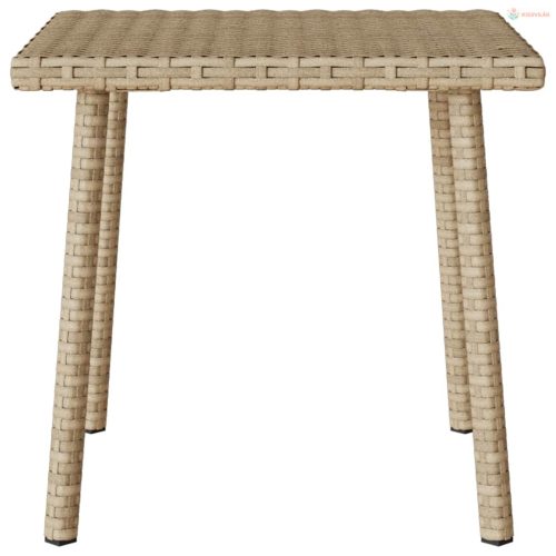 Téglalap bézs polyrattan kerti dohányzóasztal 40x40x37cm