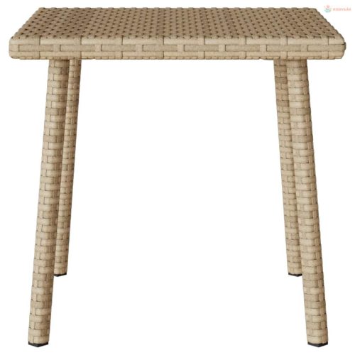 Téglalap bézs polyrattan kerti dohányzóasztal 40x40x37cm