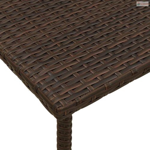 Téglalap barna polyrattan kerti dohányzóasztal 60x40x37cm