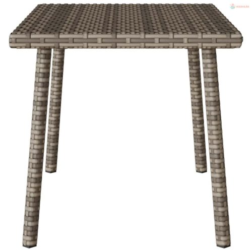 Téglalap szürke polyrattan kerti dohányzóasztal 60x40x37cm