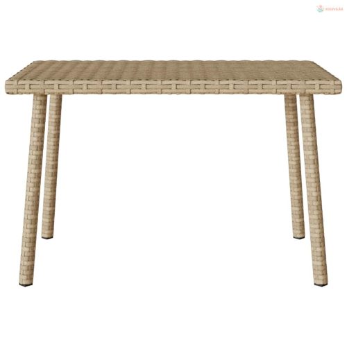 Téglalap bézs polyrattan kerti dohányzóasztal 60x40x37cm