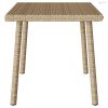 Téglalap bézs polyrattan kerti dohányzóasztal 60x40x37cm