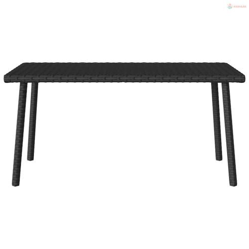 Téglalap fekete polyrattan kerti dohányzóasztal 80x40x37cm