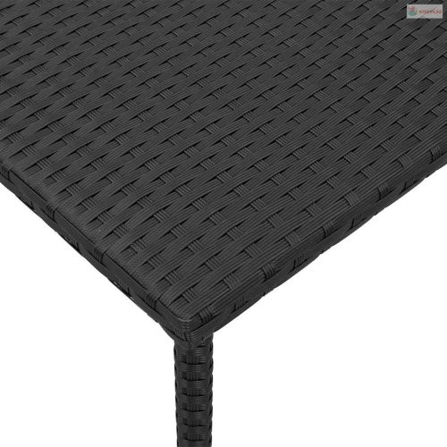 Téglalap fekete polyrattan kerti dohányzóasztal 80x40x37cm