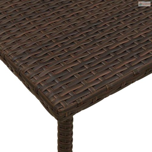 Téglalap barna polyrattan kerti dohányzóasztal 80x40x37cm