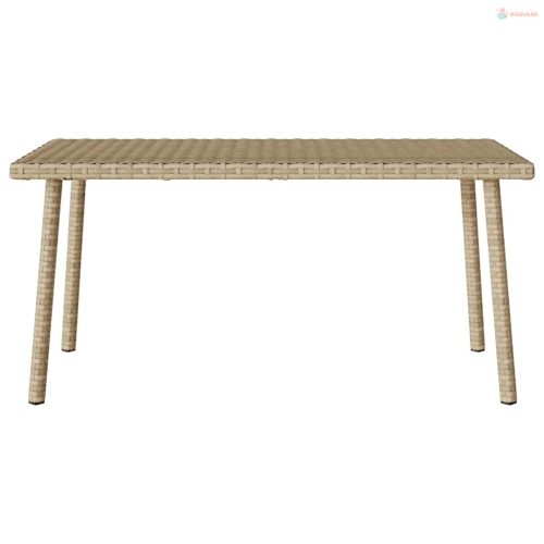 Téglalap bézs polyrattan kerti dohányzóasztal 80x40x37cm