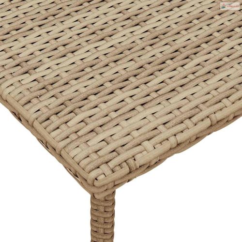 Téglalap bézs polyrattan kerti dohányzóasztal 80x40x37cm