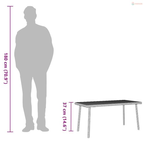 Téglalap polyrattan kerti dohányzóasztal 80x40x37cm