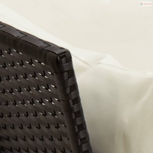 4 részes fekete polyrattan kerti étkezőszett párnákkal