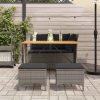 4 részes szürke polyrattan kerti étkezőszett párnával