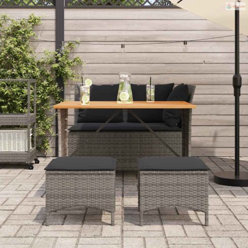 4 részes szürke polyrattan kerti étkezőszett párnával