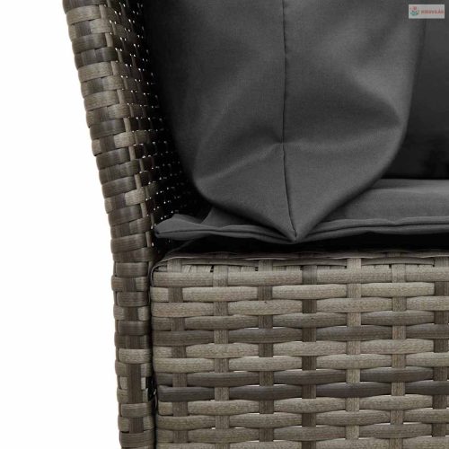 4 részes szürke polyrattan kerti étkezőszett párnával