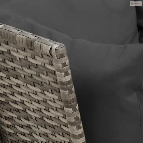 4 részes szürke polyrattan kerti étkezőszett párnával