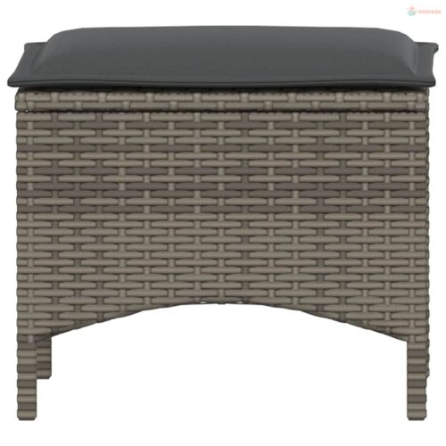 3 részes szürke polyrattan kerti étkezőgarnitúra párnával