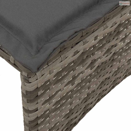 3 részes szürke polyrattan kerti étkezőgarnitúra párnával