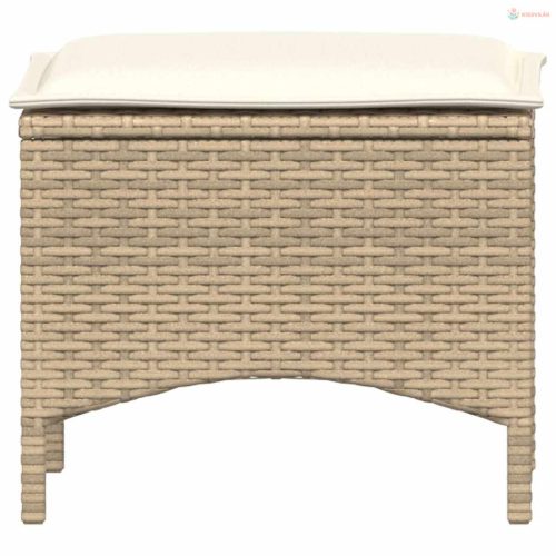 3 részes bézs polyrattan kerti étkezőgarnitúra párnákkal