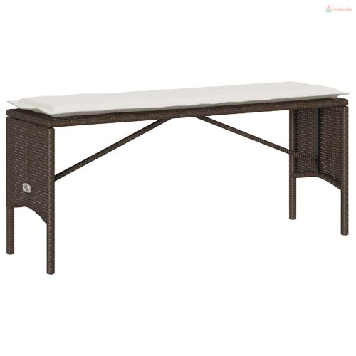 3 részes barna polyrattan kerti étkezőgarnitúra párnával