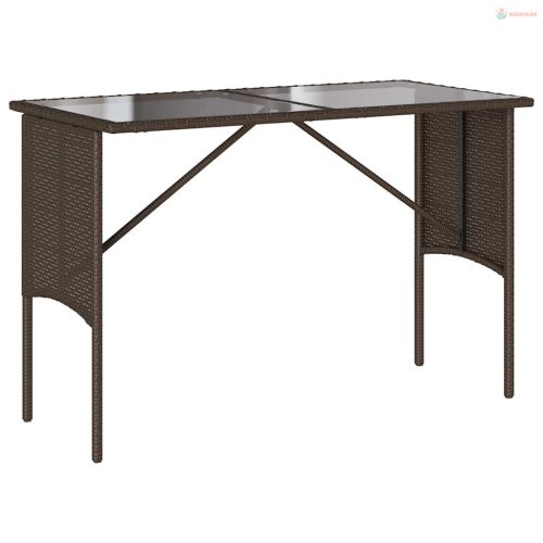 3 részes barna polyrattan kerti étkezőgarnitúra párnával