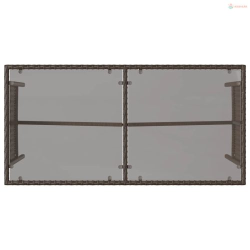 3 részes barna polyrattan kerti étkezőgarnitúra párnával