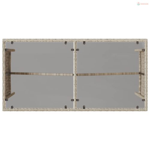 3részes világosszürke polyrattan kerti étkezőgarnitúra párnával