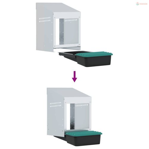 1 rekeszes, falra szerelhető, horganyzott acél csirkefészkelődoboz