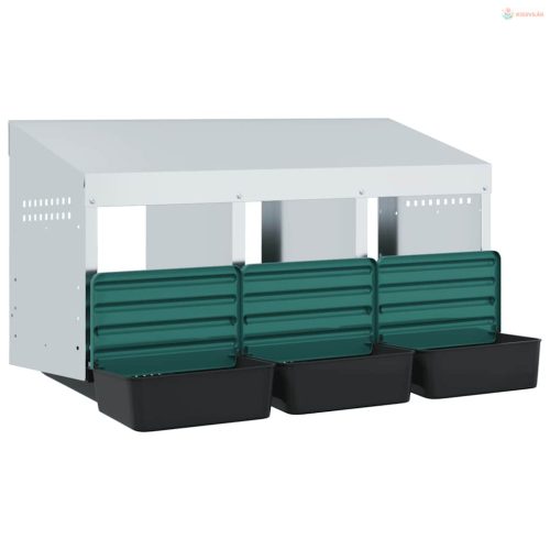 3 rekeszes, falra szerelhető, horganyzott acél csirkefészkelőláda