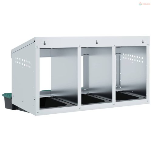 3 rekeszes, falra szerelhető, horganyzott acél csirkefészkelőláda