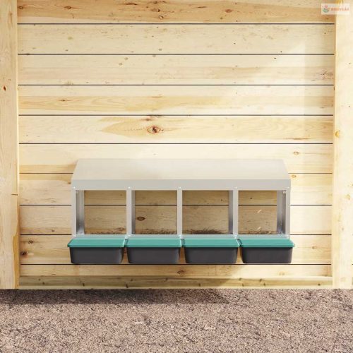 4 rekeszes, falra szerelhető, horganyzott acél csirkefészkelőláda