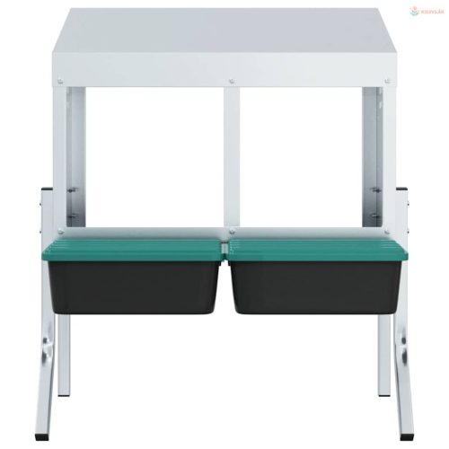 Horganyzott acél csirkefészkelőláda 2 rekesszel és lábakkal